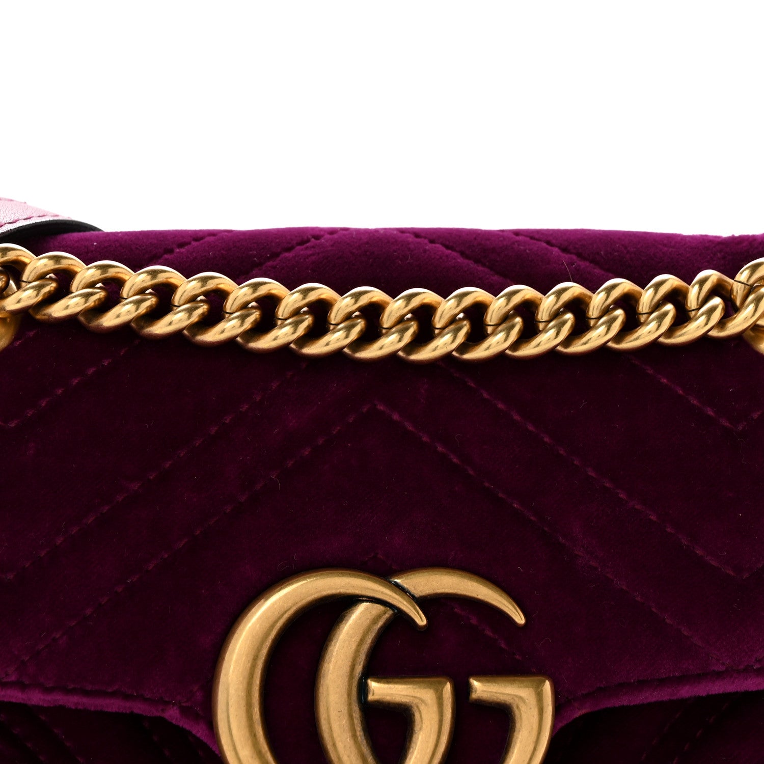 Gucci Velvet Matelasse Mini GG Marmont Shoulder Bag Fuchsia Violet Cyclamen 8 of 13
