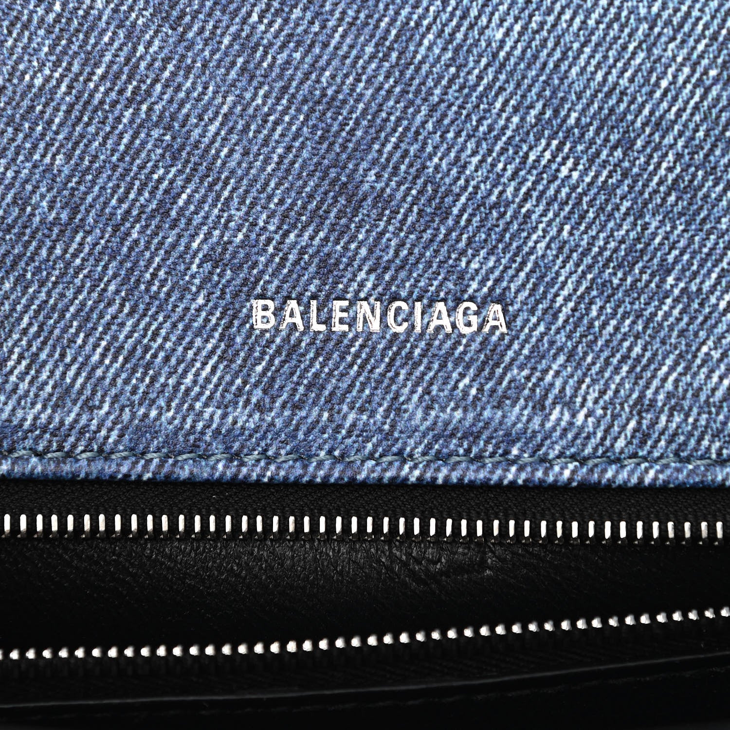 Balenciaga Nappa Denim Printed Small Hourglass Top Handle Bag Denim Blue 6 of 11