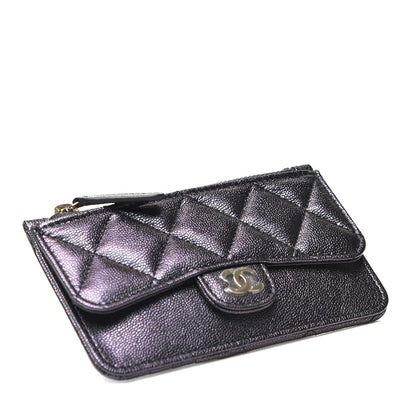 Chanel Iridescent Caviar Quilted Flap Zip Card Holder Black 3 of 7