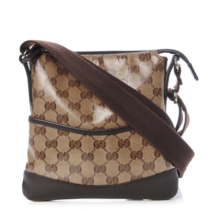 Gucci Crystal Monogram Small Flat Messenger Bag Dark Brown 1 of 10