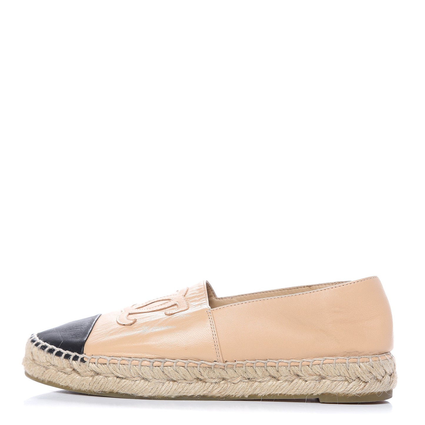 Lambskin CC Espadrilles 36 Beige Black
