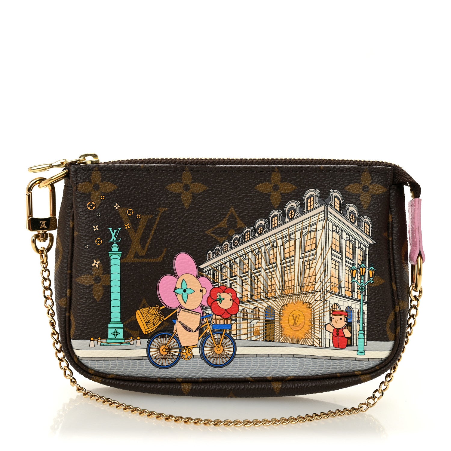 Louis Vuitton Monogram 2022 Christmas Animation Paris Mini Pochette Accessories Pink 1 of 7
