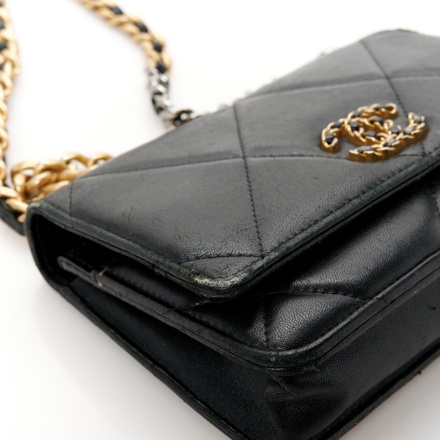 Chanel Lambskin Quilted Chanel 19 Wallet On Chain WOC Black 13 of 13
