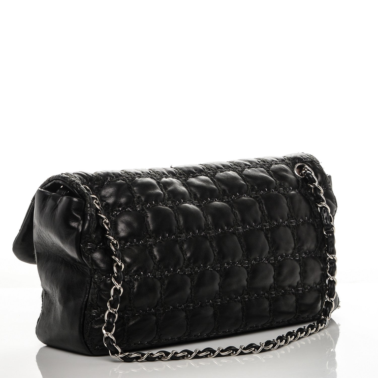 Chanel Lambskin Tweed Double Stitch Maxi Flap Black 3 of 7
