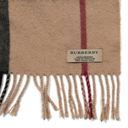 Burberry Cashmere Classic Check Fringe Scarf Camel 3 of 5