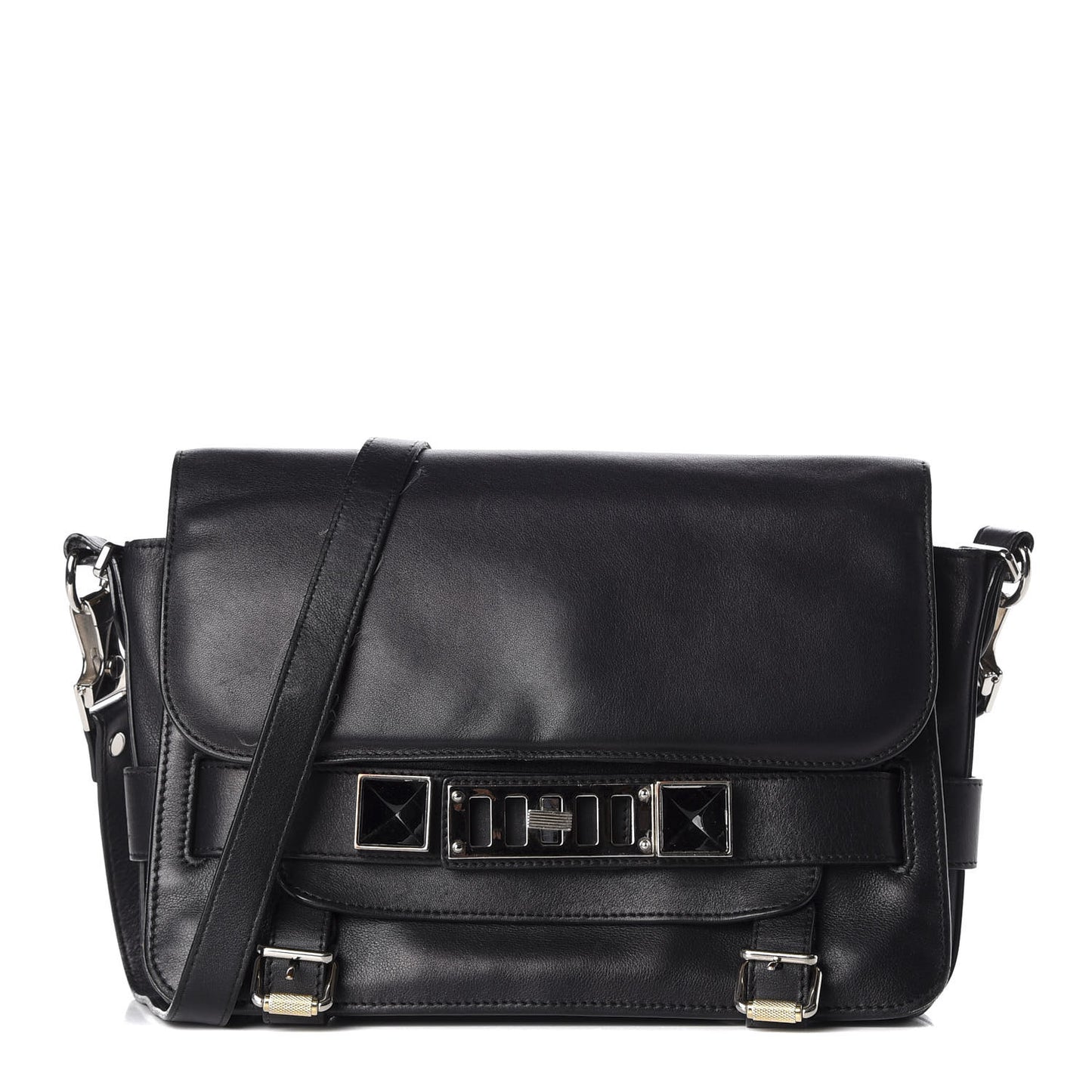 Smooth Calfskin PS11 Classic Shoulder Bag Black
