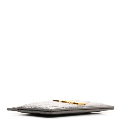 Saint Laurent Grain De Poudre Matelasse Chevron Monogram Credit Card Case Fog 4 of 8