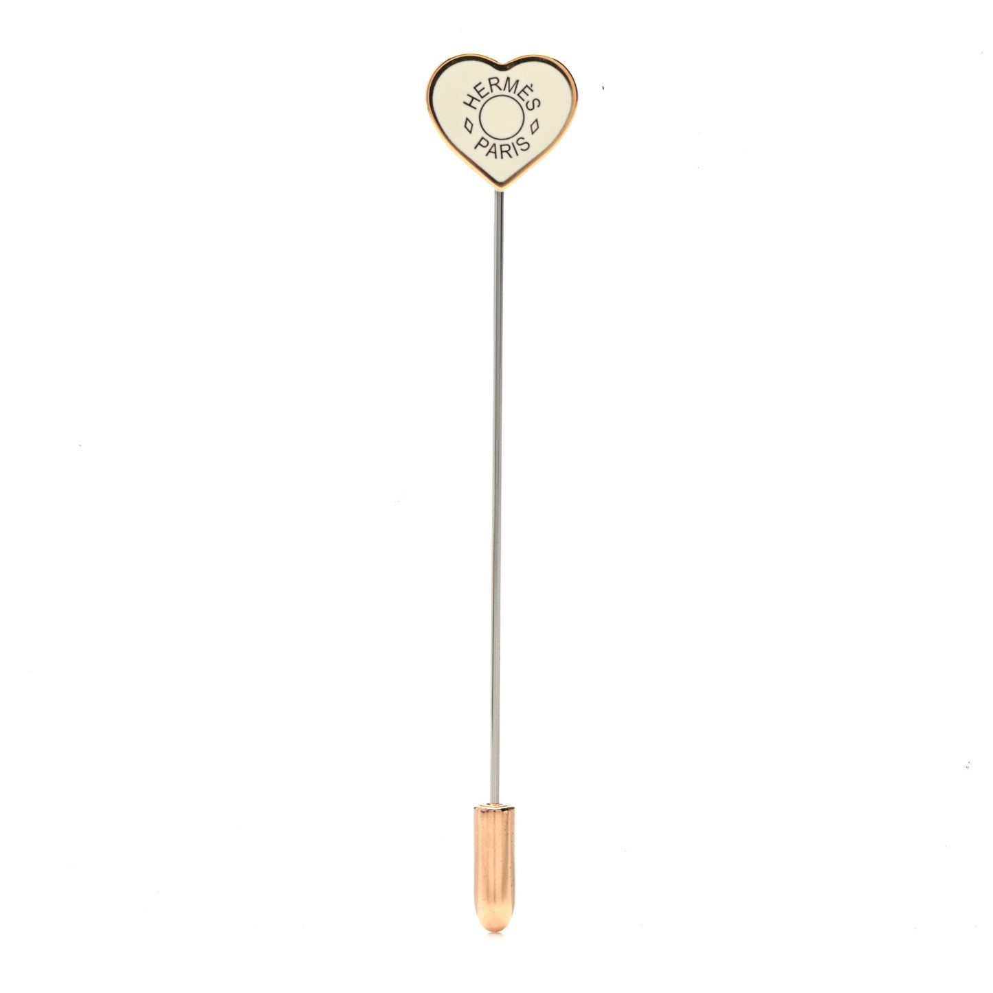 Lacquered Rose Gold Clou De Coeur Hat Pin White