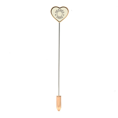 Hermes Lacquered Rose Gold Clou De Coeur Hat Pin White 1 of 3