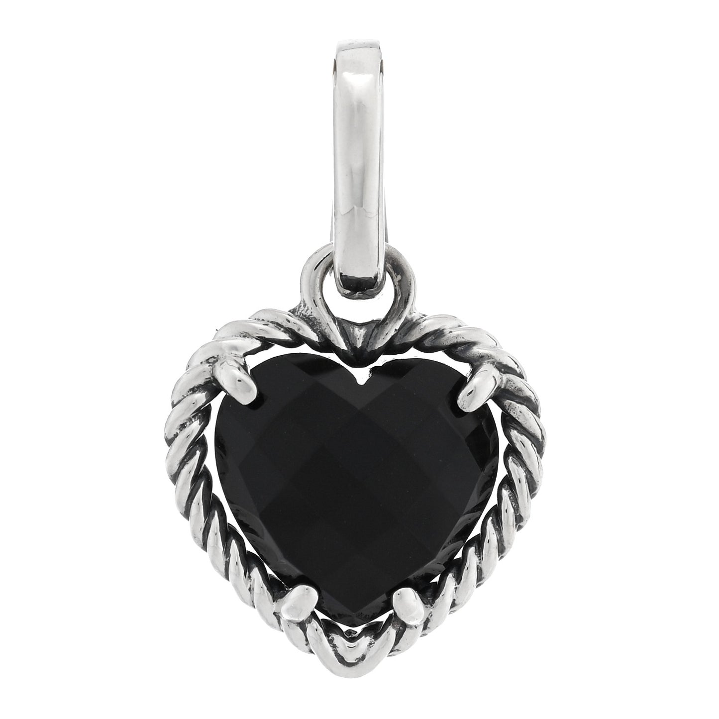 Sterling Silver Black Onyx Heart Charm Pendant