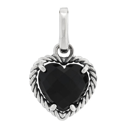David Yurman Sterling Silver Black Onyx Heart Charm Pendant 1 of 3