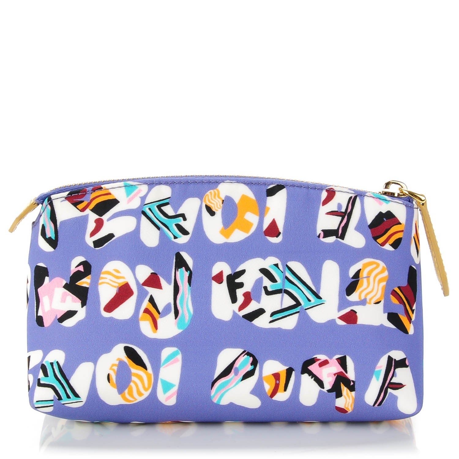 Fendi Nylon Roma Print Cosmetic Pouch Cassis Paglia 1 of 9