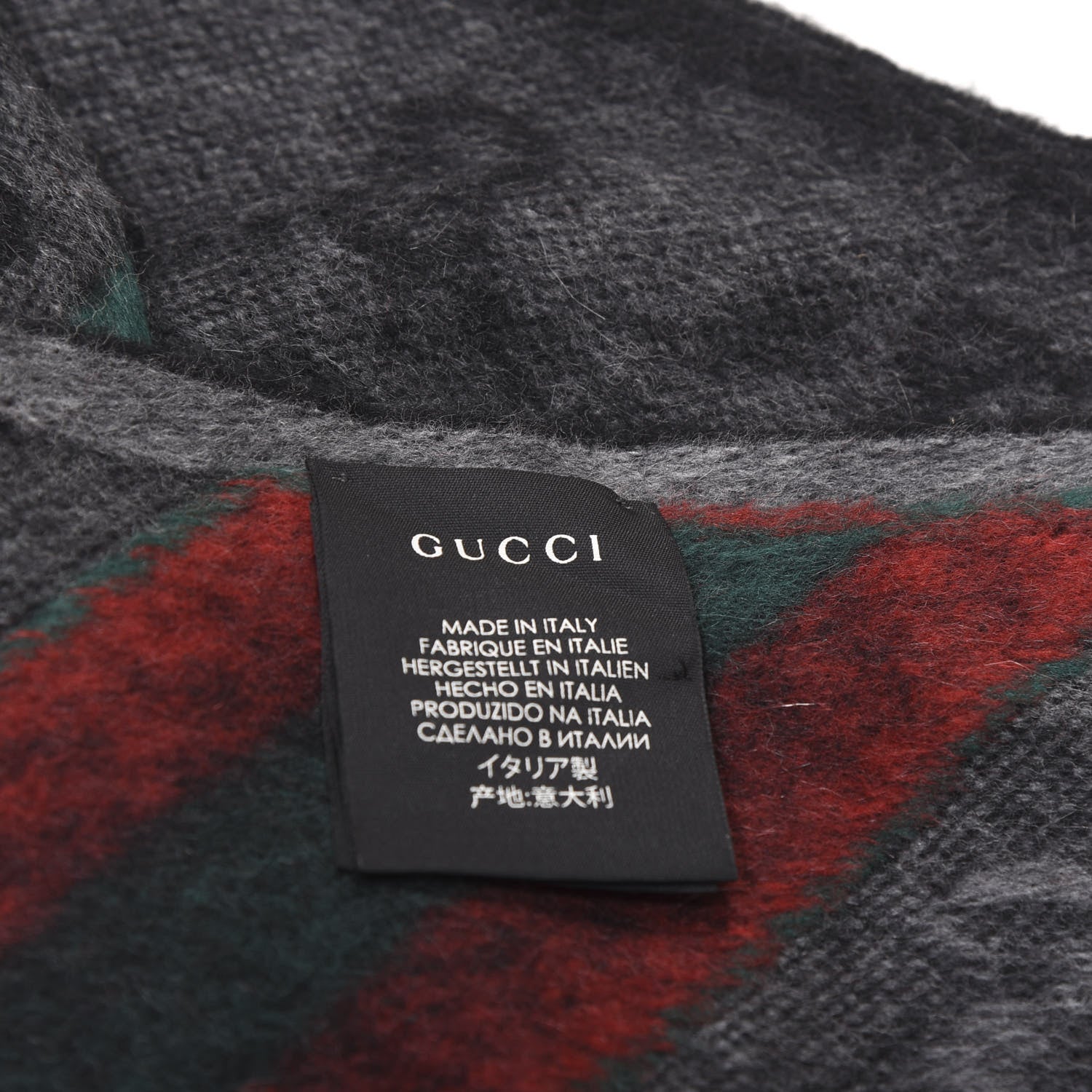 Gucci Wool Angora Monogram Web New Nikky Scarf Lead Dark Green 3 of 4