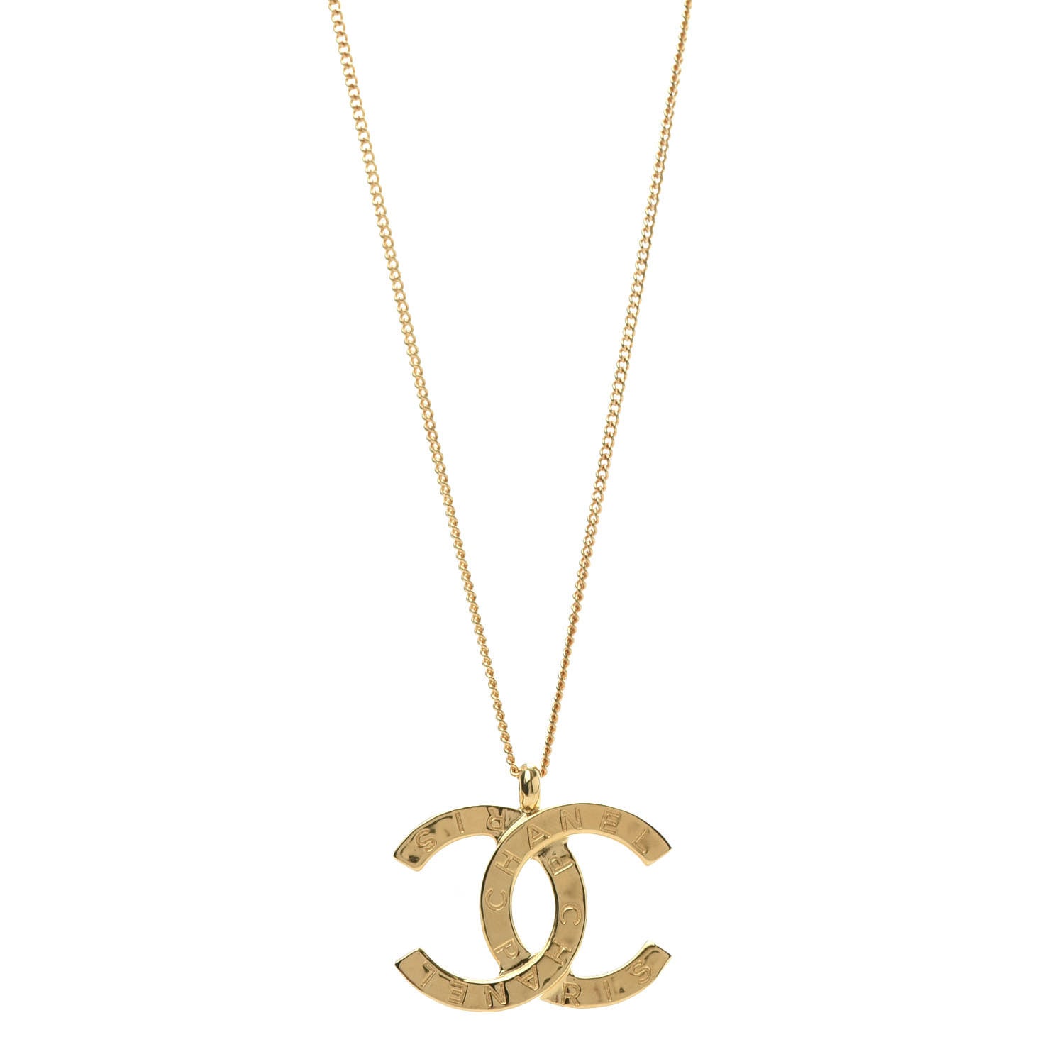 Chanel Metal CC Paris Button Necklace Gold 1 of 6