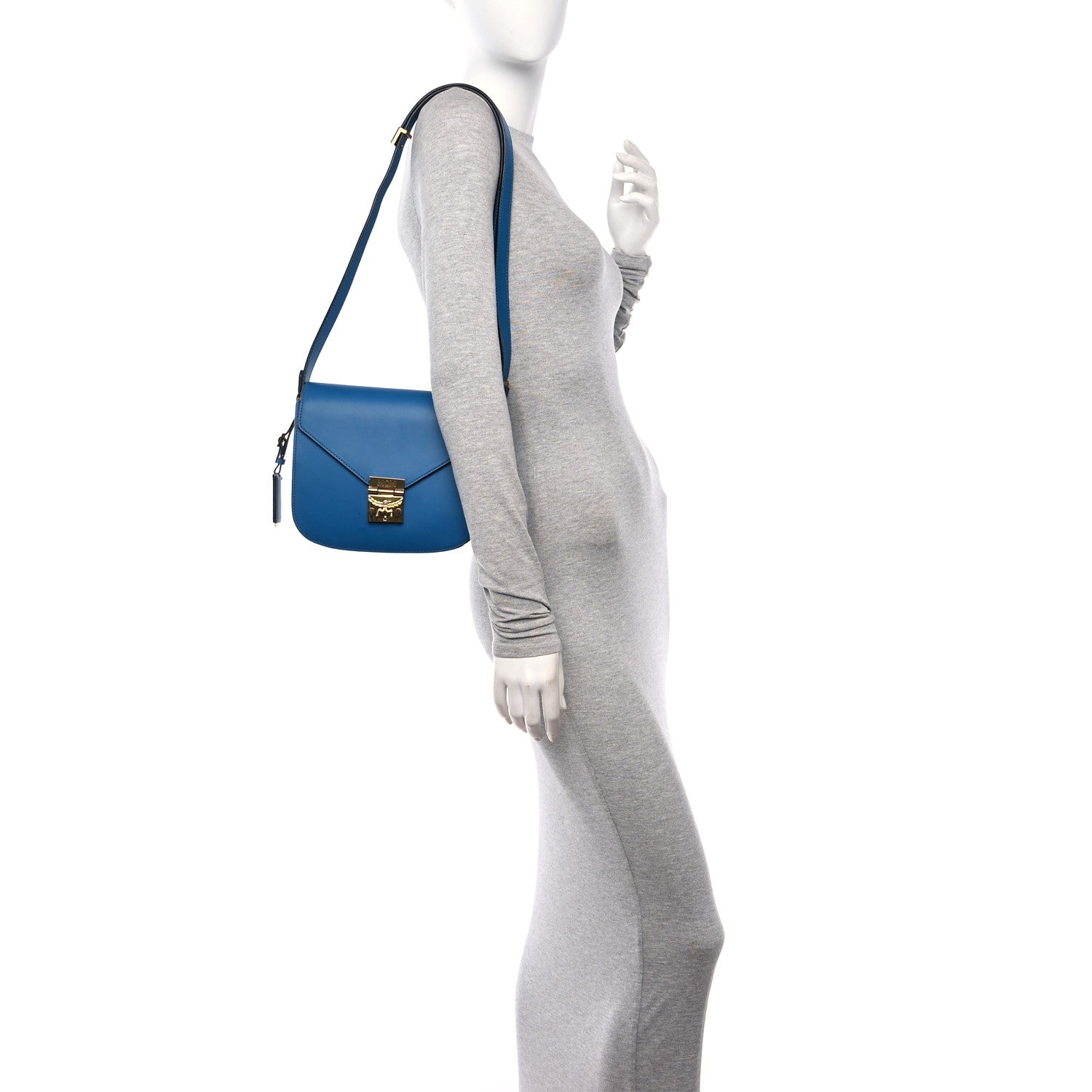 MCM Calfskin Patricia Park Avenue Crossbody Bag Blue 2 of 9