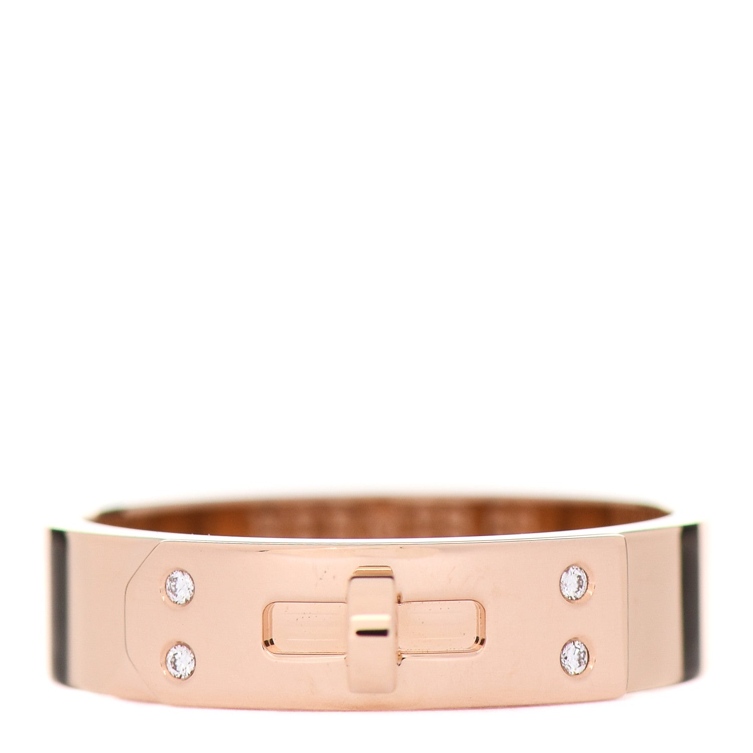 Hermes 18K Rose Gold Diamond PM Kelly Ring 56 7.5 1 of 5