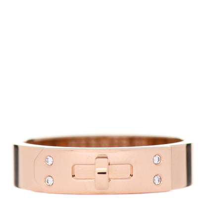 Hermes 18K Rose Gold Diamond PM Kelly Ring 56 7.5 1 of 5