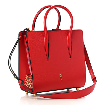 Christian Louboutin Calfskin Patent Studded Small Paloma Red 2 of 9