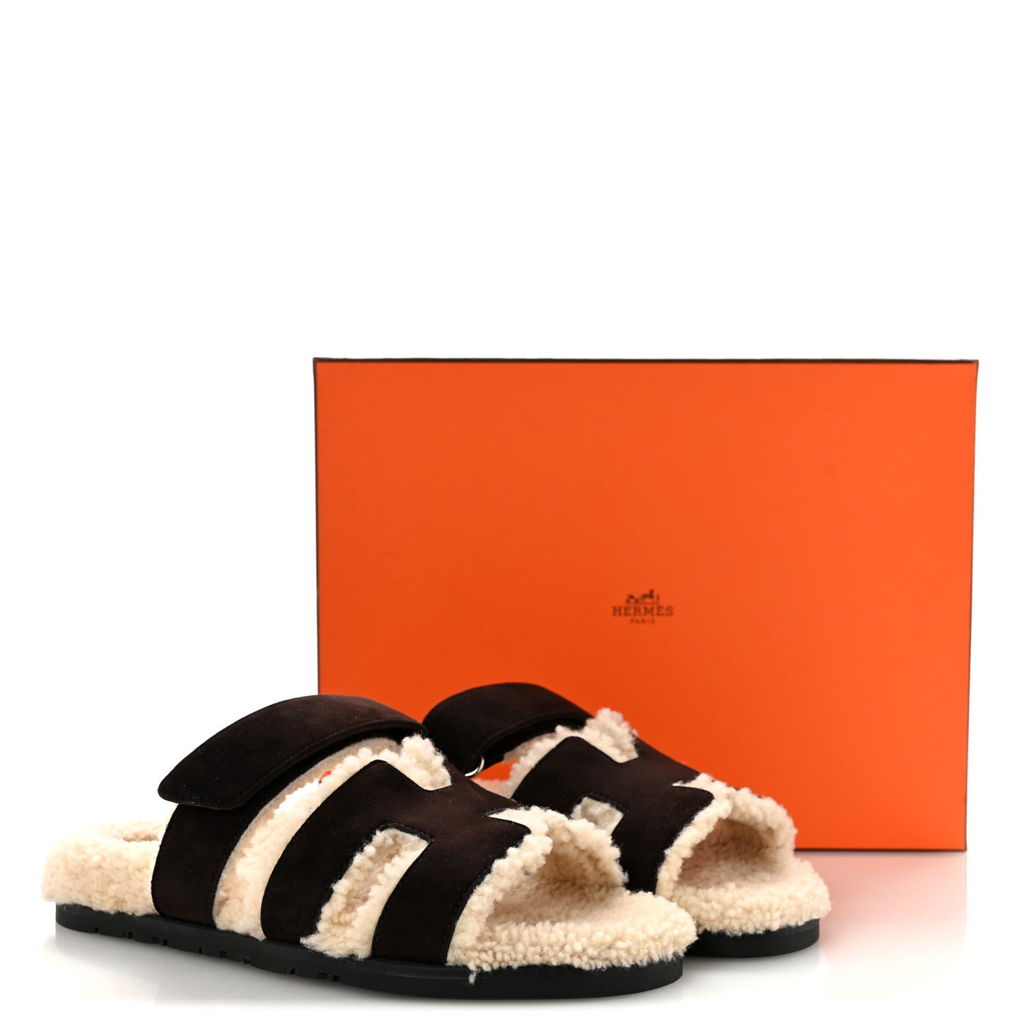 Suede Goatskin Woolskin Womens Chypre Sandals 40 Marron Ebene