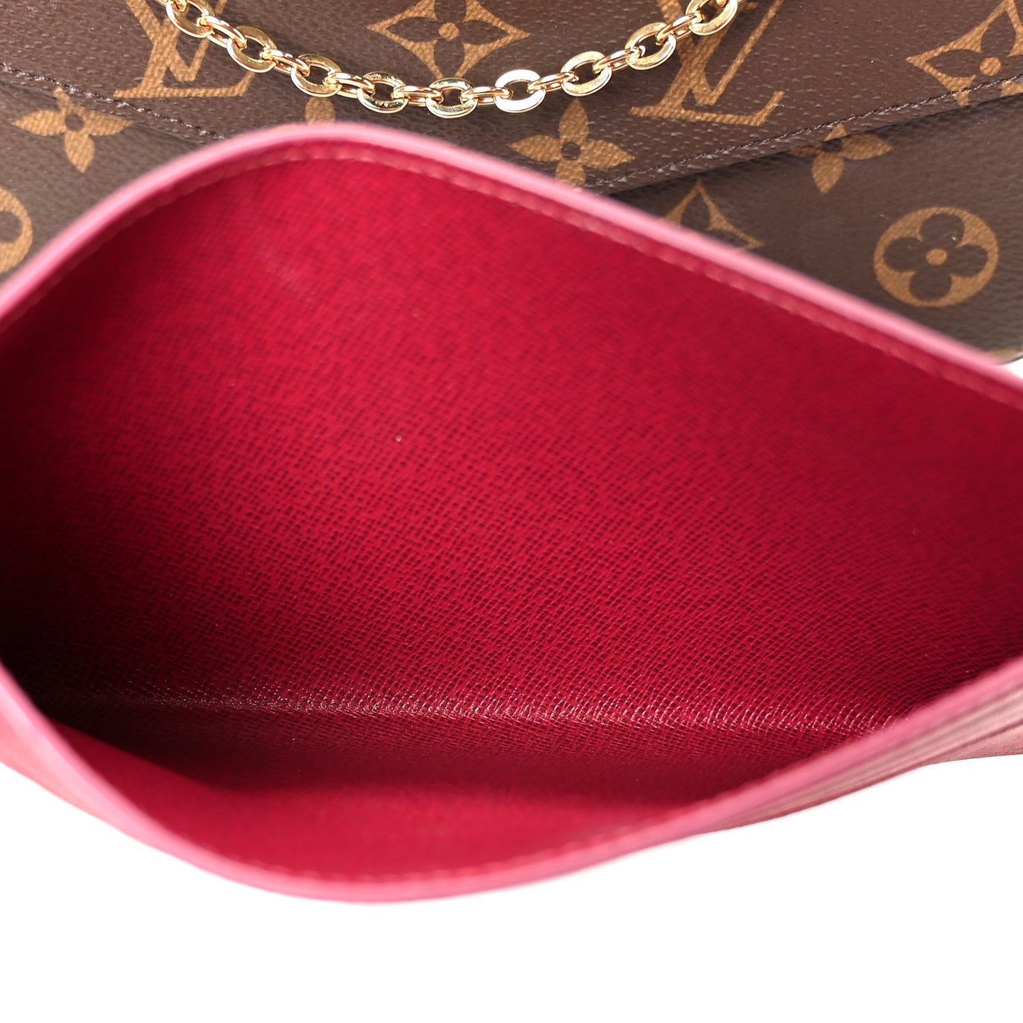 Monogram Pochette Felicie Chain Wallet Fuchsia