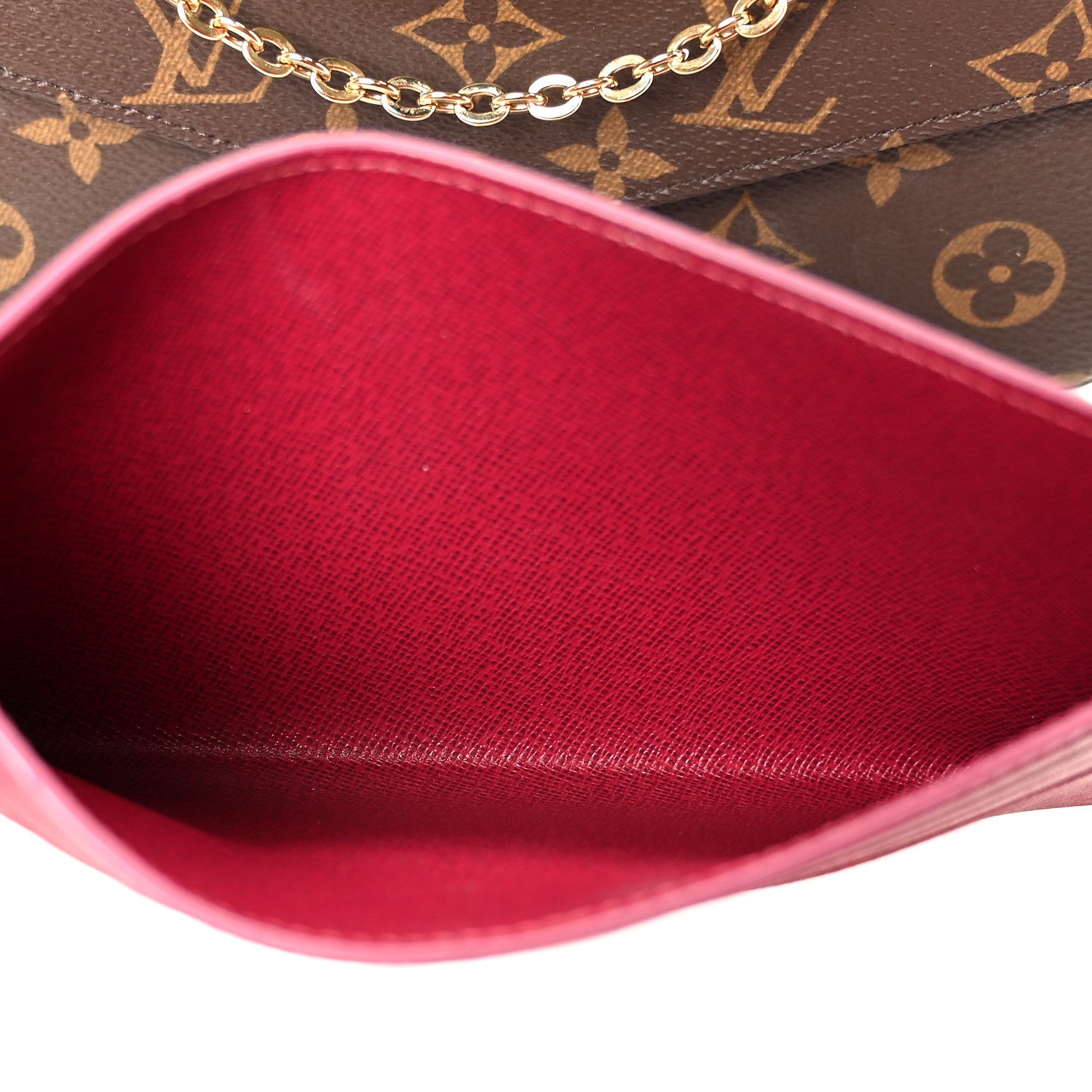 Louis Vuitton Monogram Pochette Felicie Chain Wallet Fuchsia 10 of 14