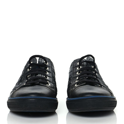 Chanel Nylon Calfskin Quilted CC Sneakers 37 Black Blue 2 of 7