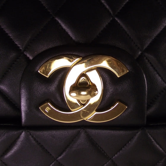 Chanel Vintage Leather Jumbo Classic Flap Black 6 of 13