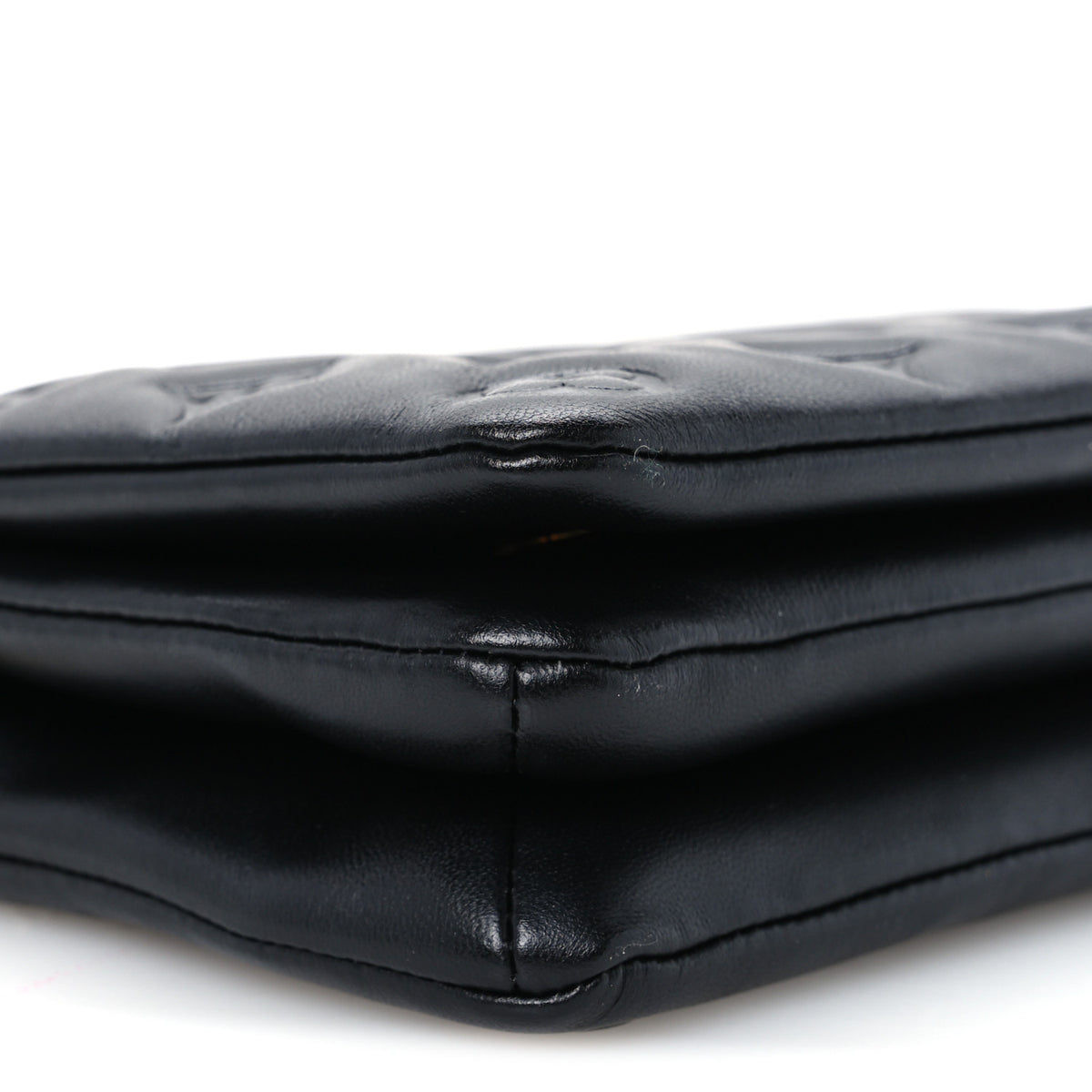 Lambskin Embossed Monogram Pochette Coussin Black