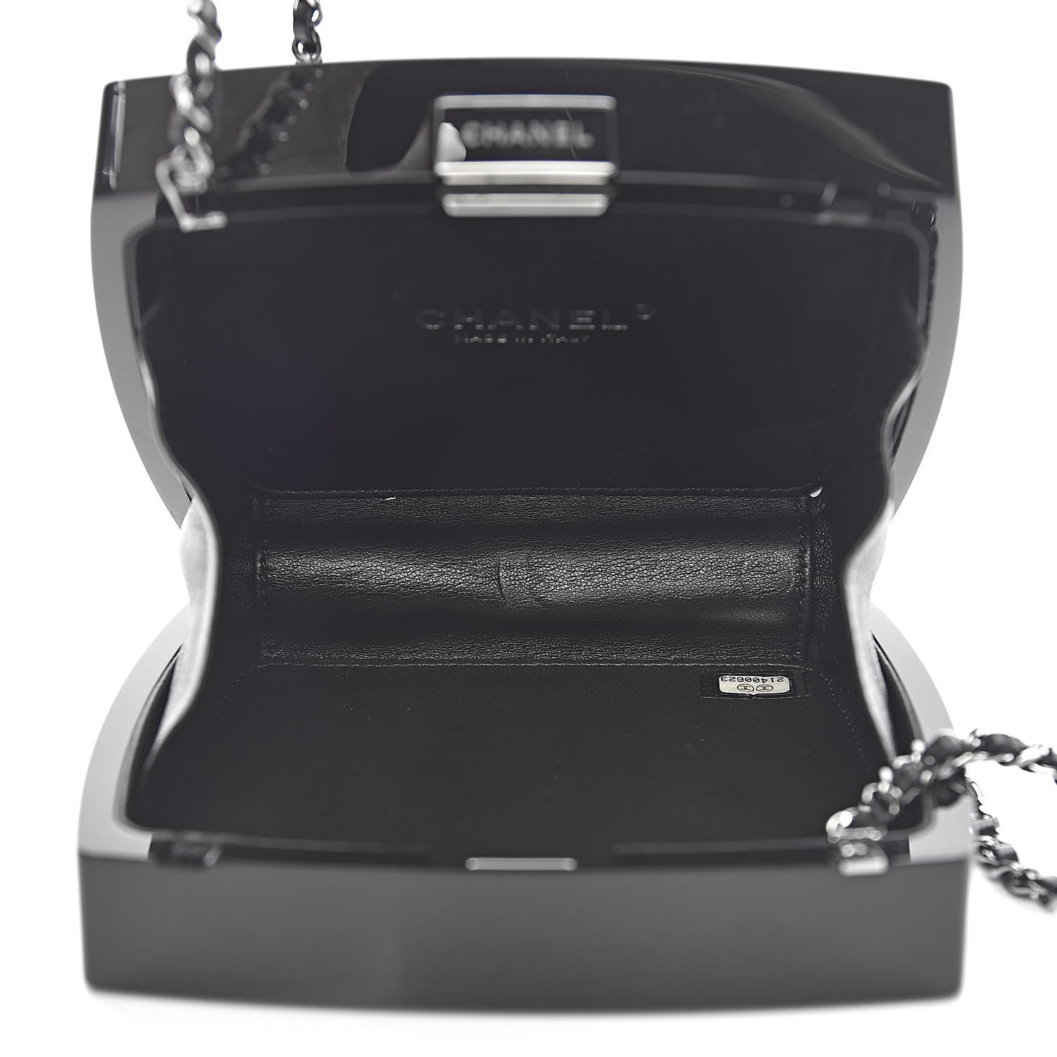 Chanel Plexiglass Compact Box Clutch Black Ivory 5 of 11