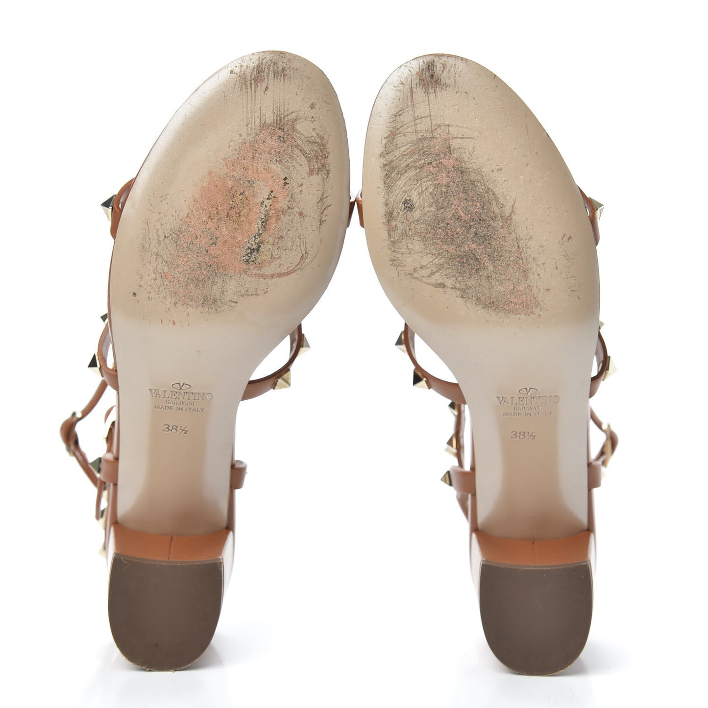 Calfskin Rockstud 60mm City Sandals 38.5 Light Cuir