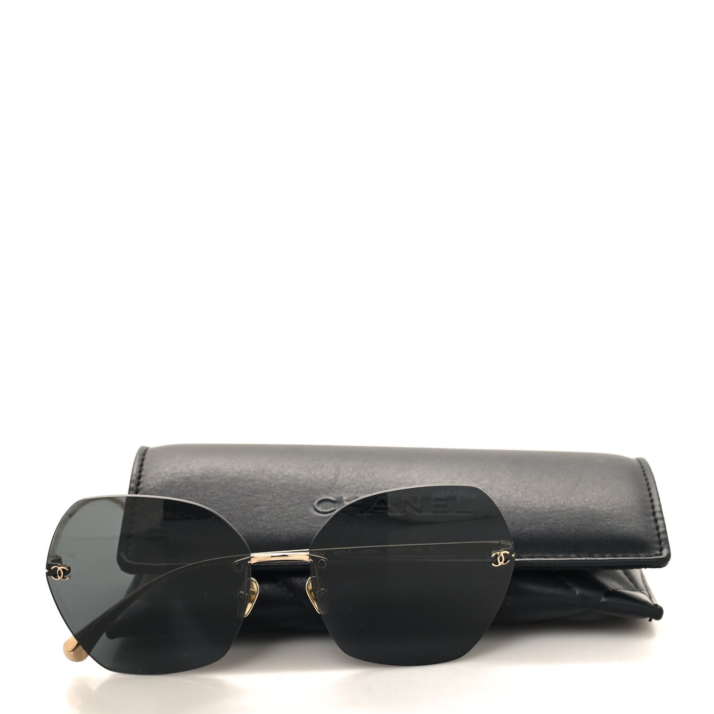 Titanium Rimless Square Sunglasses 4271-T Gold Black