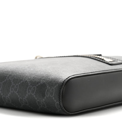 Gucci GG Supreme Monogram Web Small Flat Messenger Bag Black Grey 10 of 13