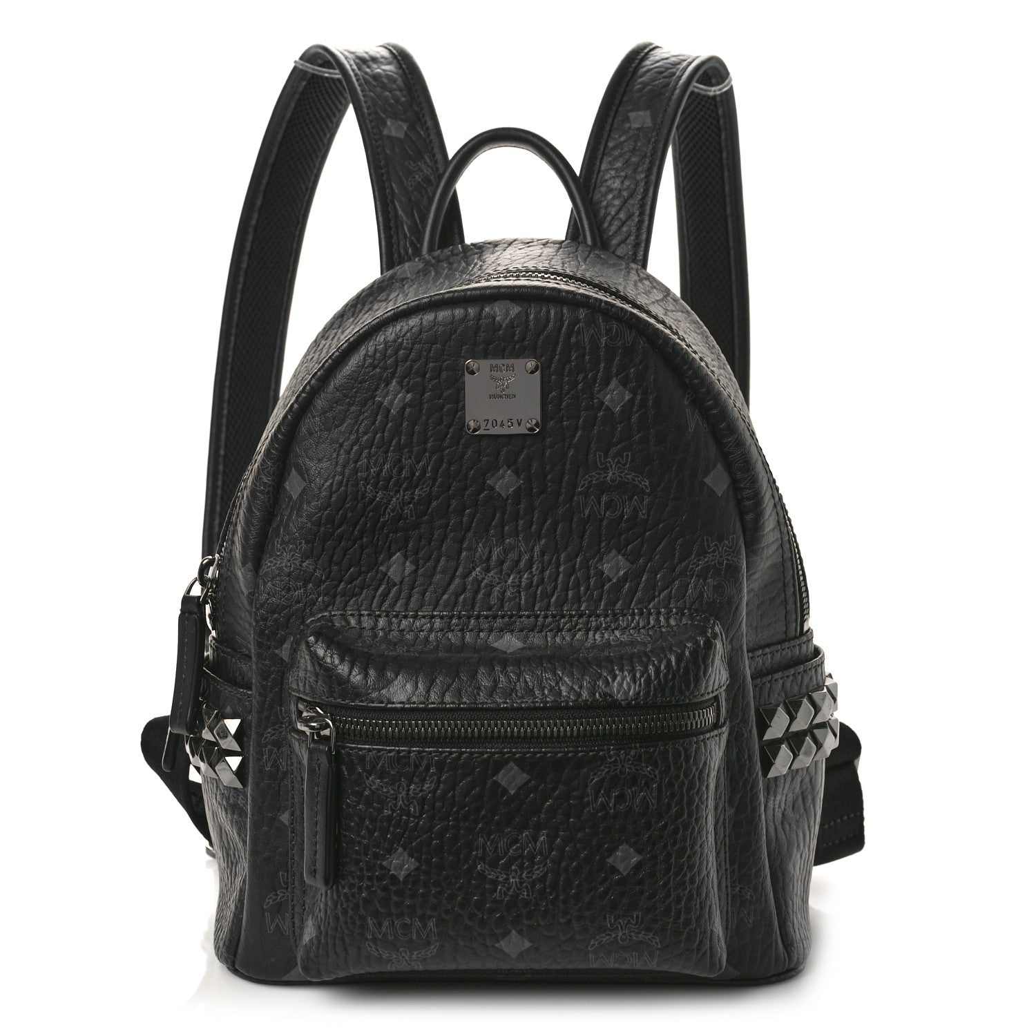 MCM Visetos Side Stud Mini Stark Backpack Black 1 of 8