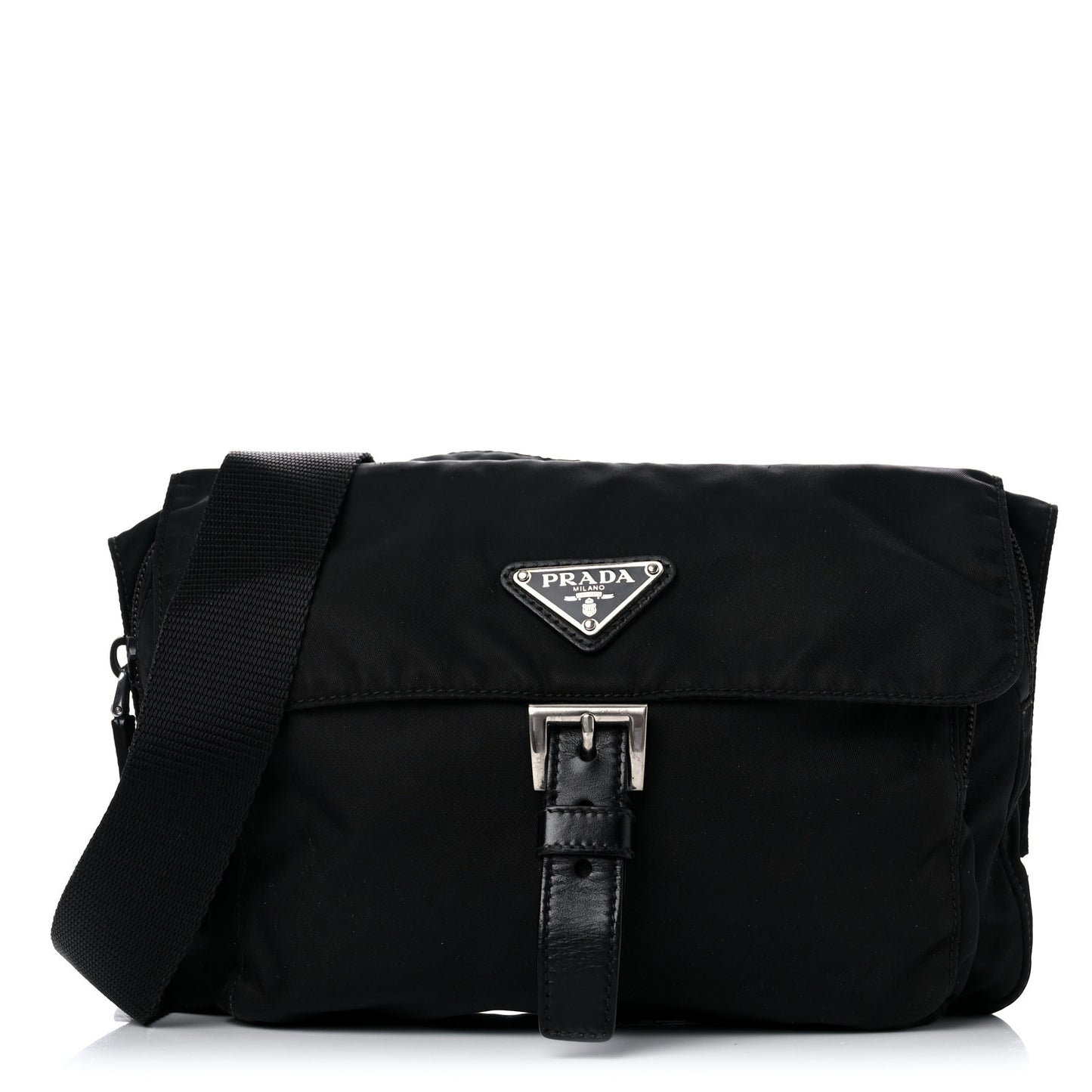 Nylon Messenger Bag Black