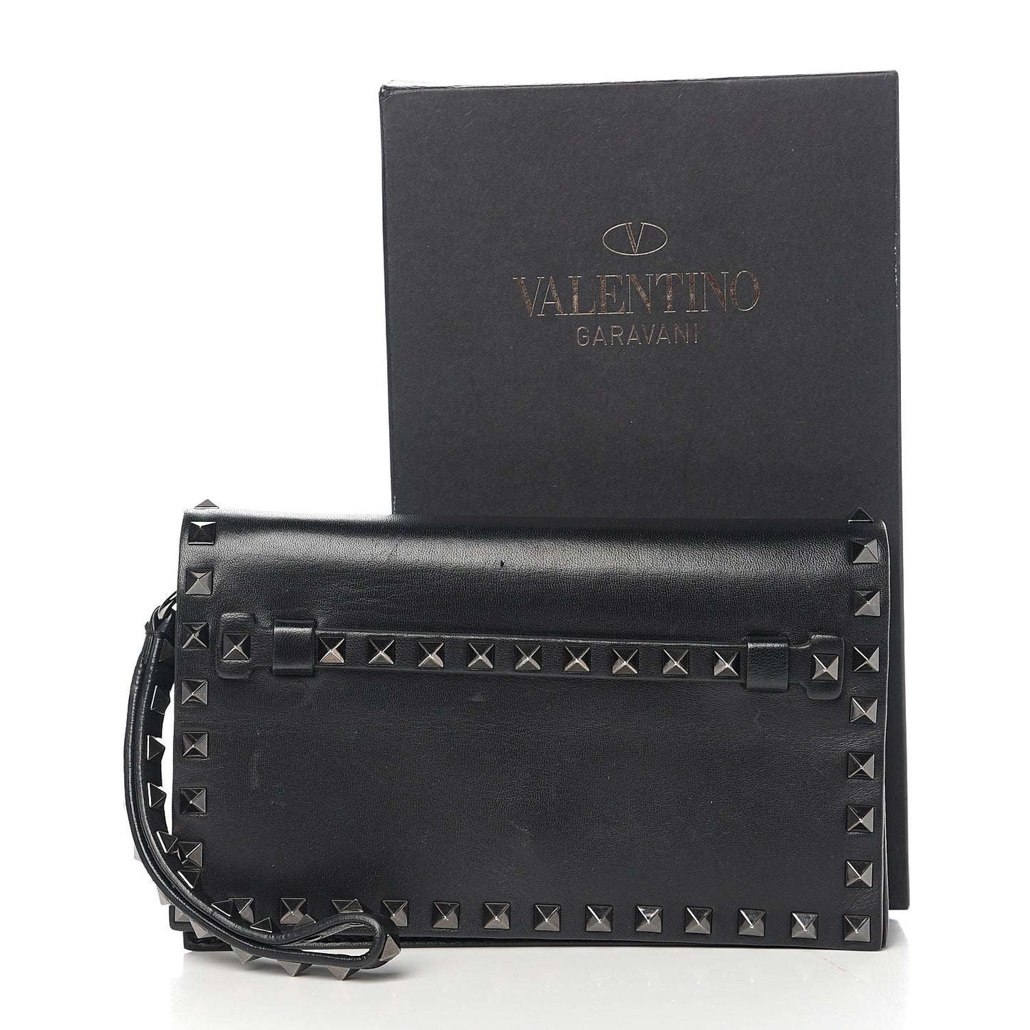 Nappa Small Rockstud Wristlet Clutch Black