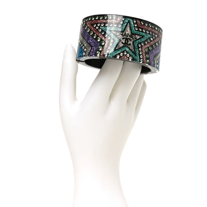 Chanel Resin Crystal Pearl Glitter Star CC Cuff M Black Multicolor 2 of 5