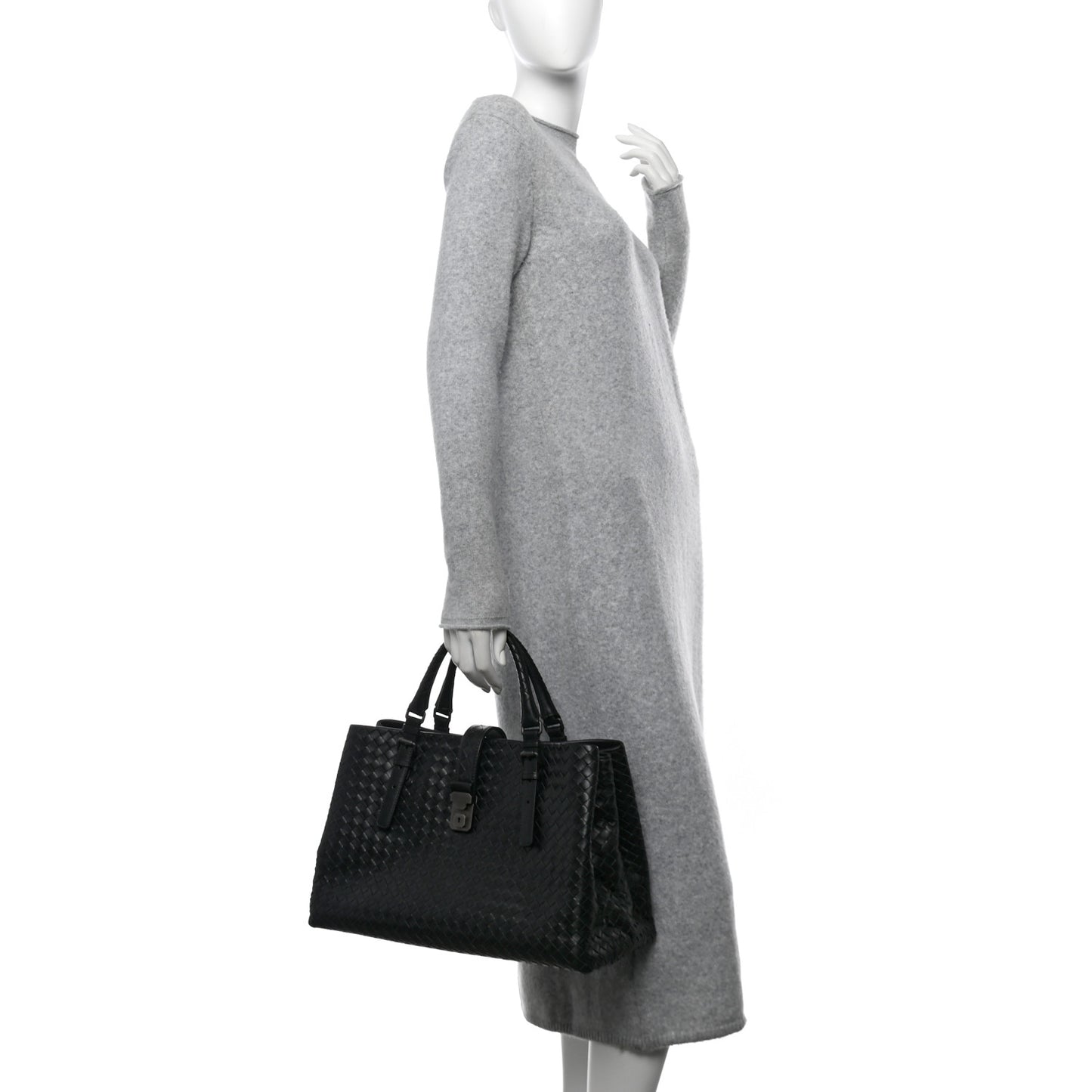 Nappa Intrecciato Medium Roma Tote Black