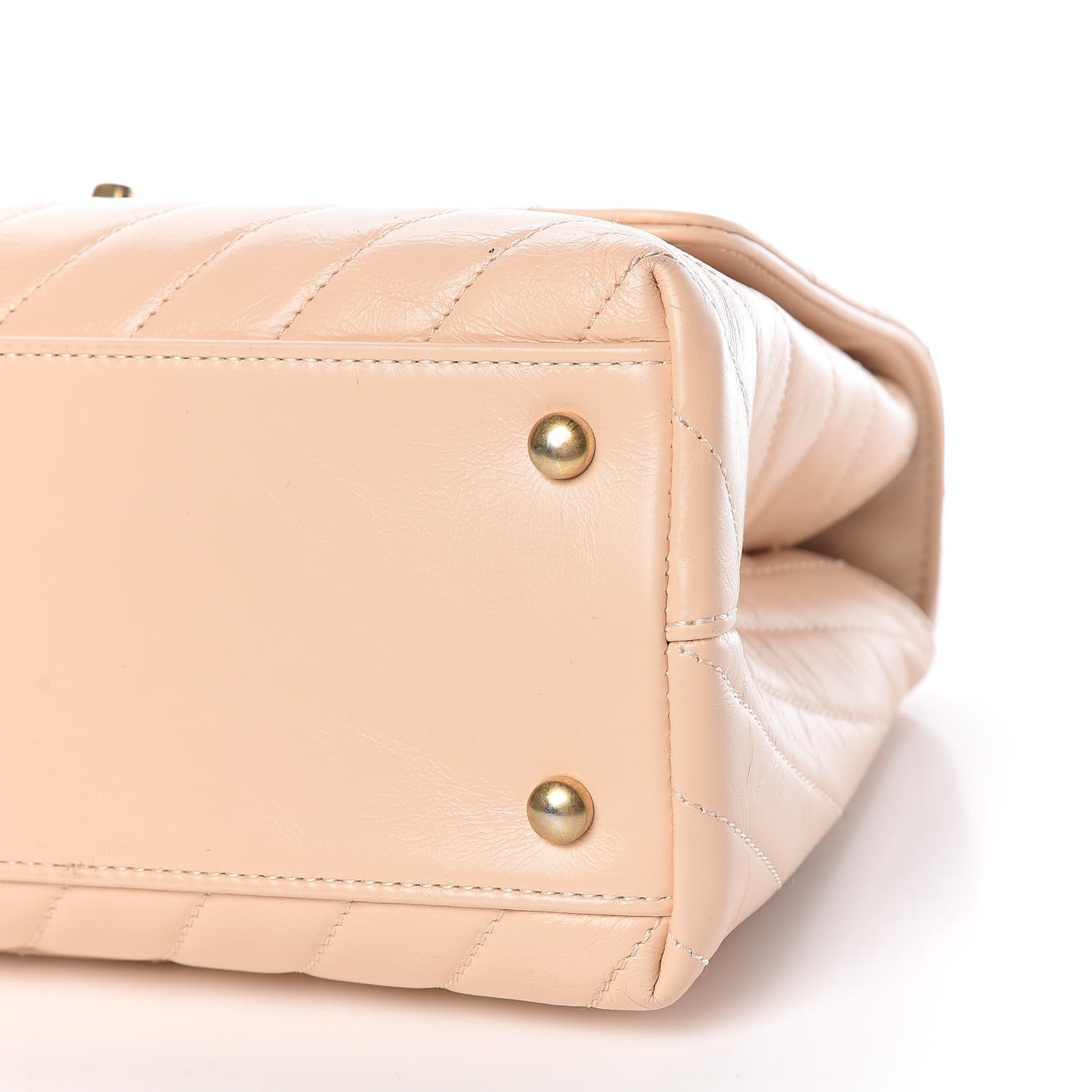 Calfskin Chevron Quilted Small Coco Handle Flap Light Beige