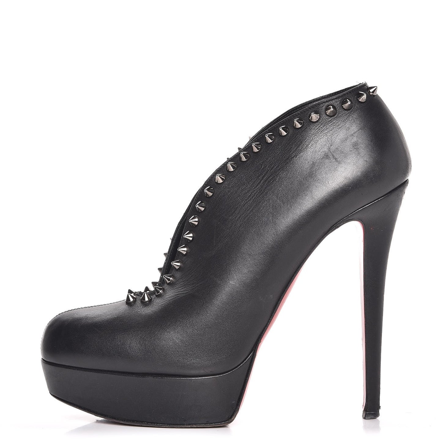 Calfskin Studded Miss Fast Plato 140 Platform Booties 39 Black