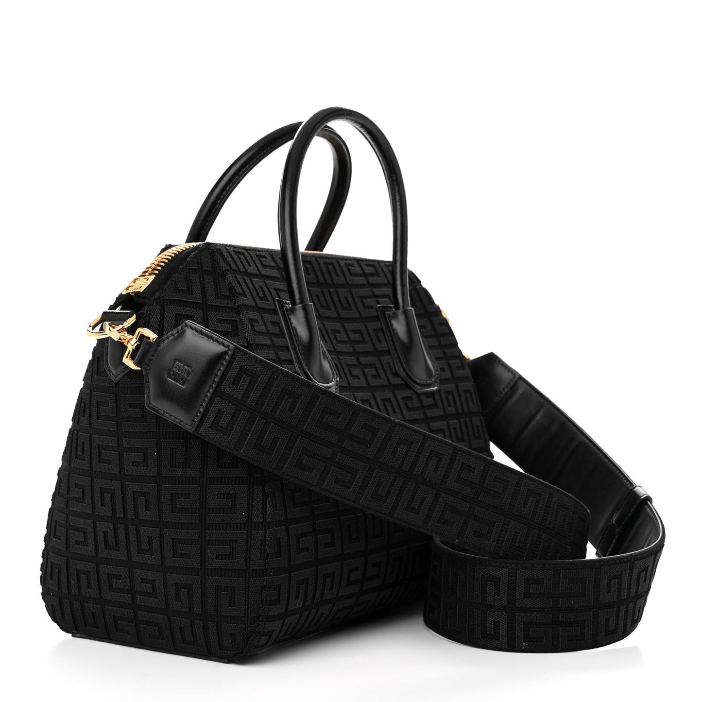 Calfskin Jacquard Fabric 4G Small Antigona Black
