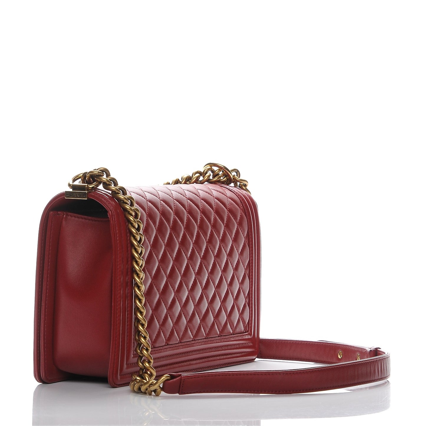 Lambskin Quilted New Medium Boy Flap Red