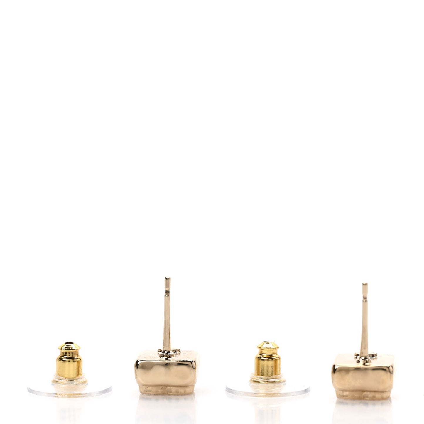 Metal Crystal Mini Square CC Earrings Gold