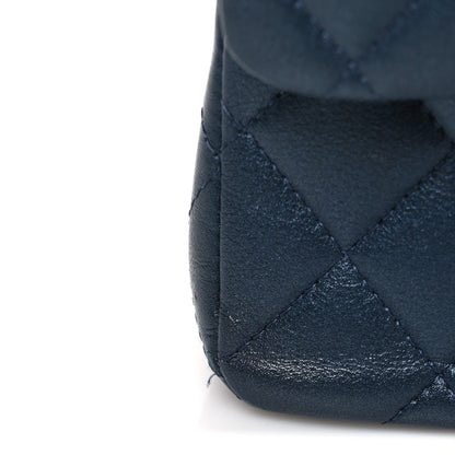 Chanel Iridescent Lambskin Quilted Small Double Flap Dark Blue 11 of 11