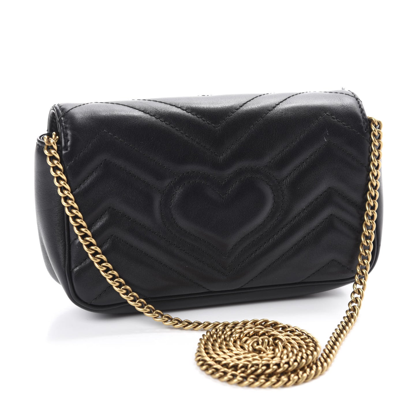 Calfskin Matelasse Super Mini GG Marmont Shoulder Bag Black