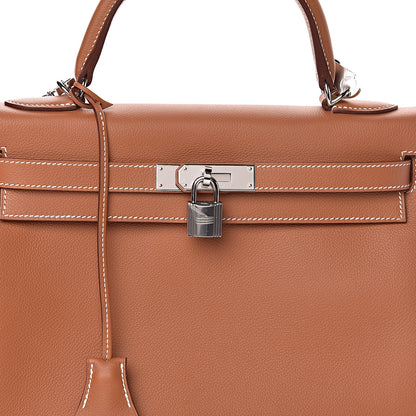 Hermes Evercolor Verso Kelly Retourne 32 Gold Rose Azalee 12 of 41