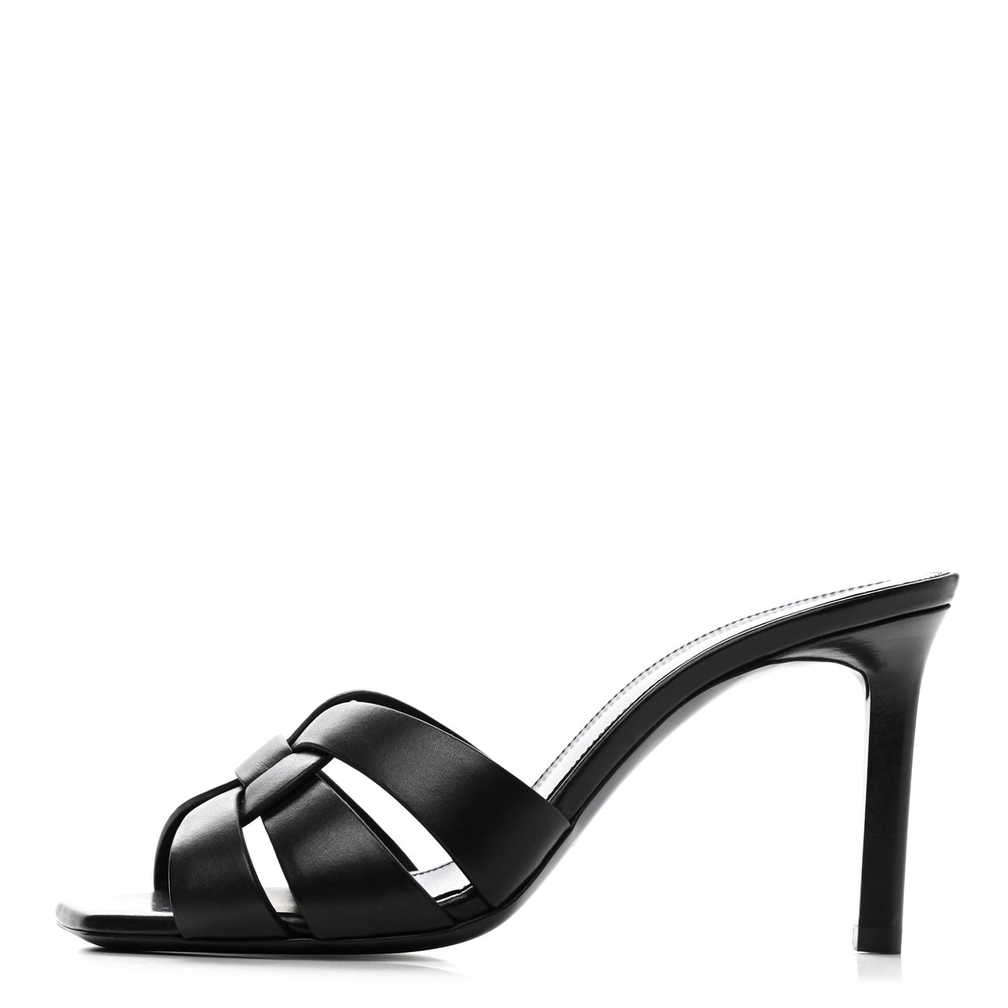 Calfskin Tribute 85 Slide Sandals 36 Black
