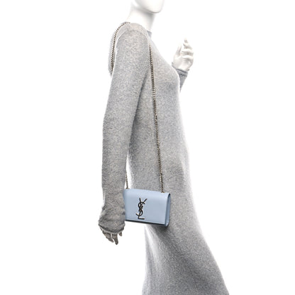 Saint Laurent Grain De Poudre Small Monogram Kate Satchel Sky Blue 2 of 19