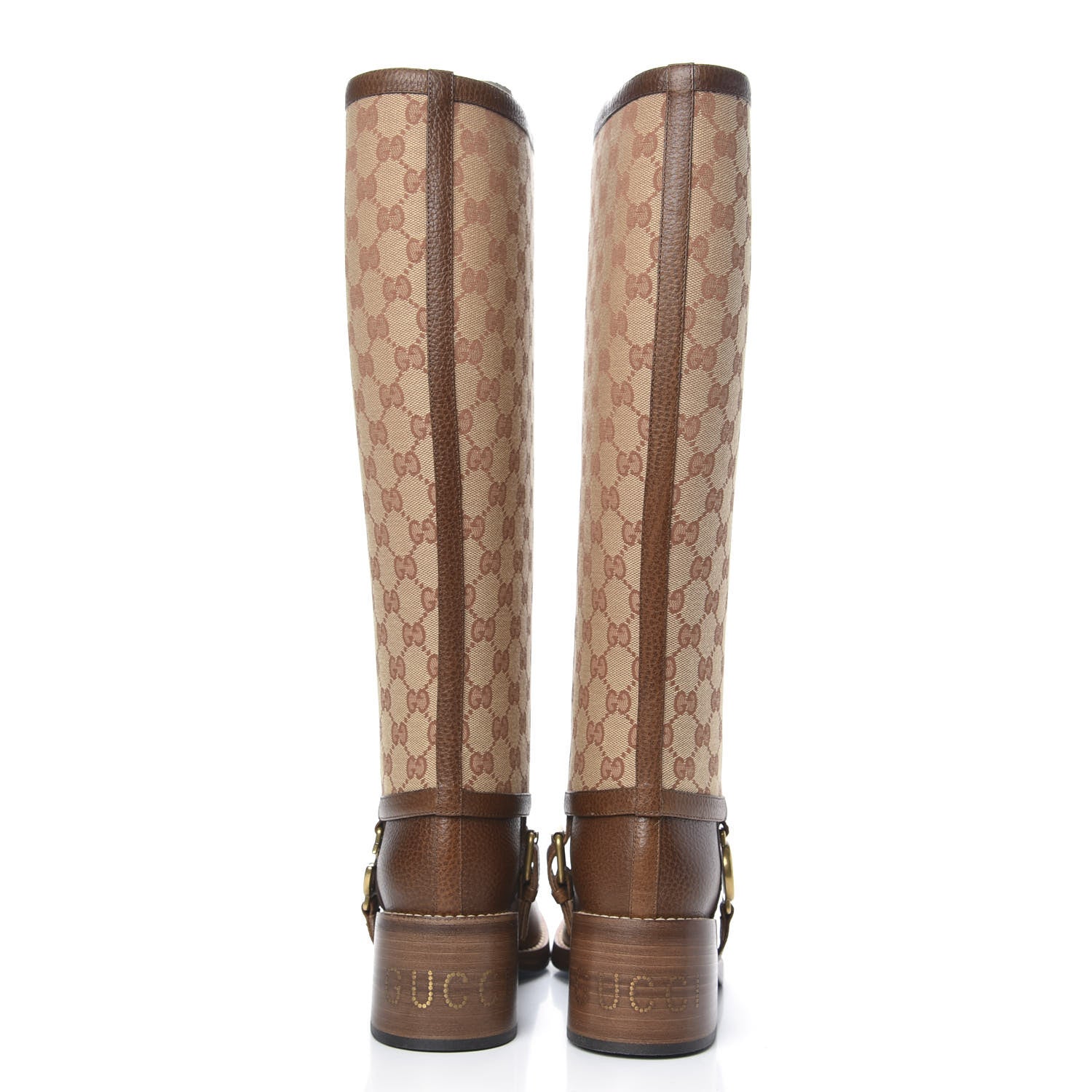 Gucci GG Monogram Calfskin Lola Tall Boots 38 Beige Ruggine Cuir 5 of 7