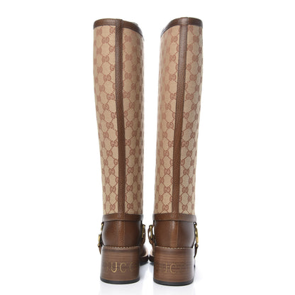 Gucci GG Monogram Calfskin Lola Tall Boots 38 Beige Ruggine Cuir 5 of 7