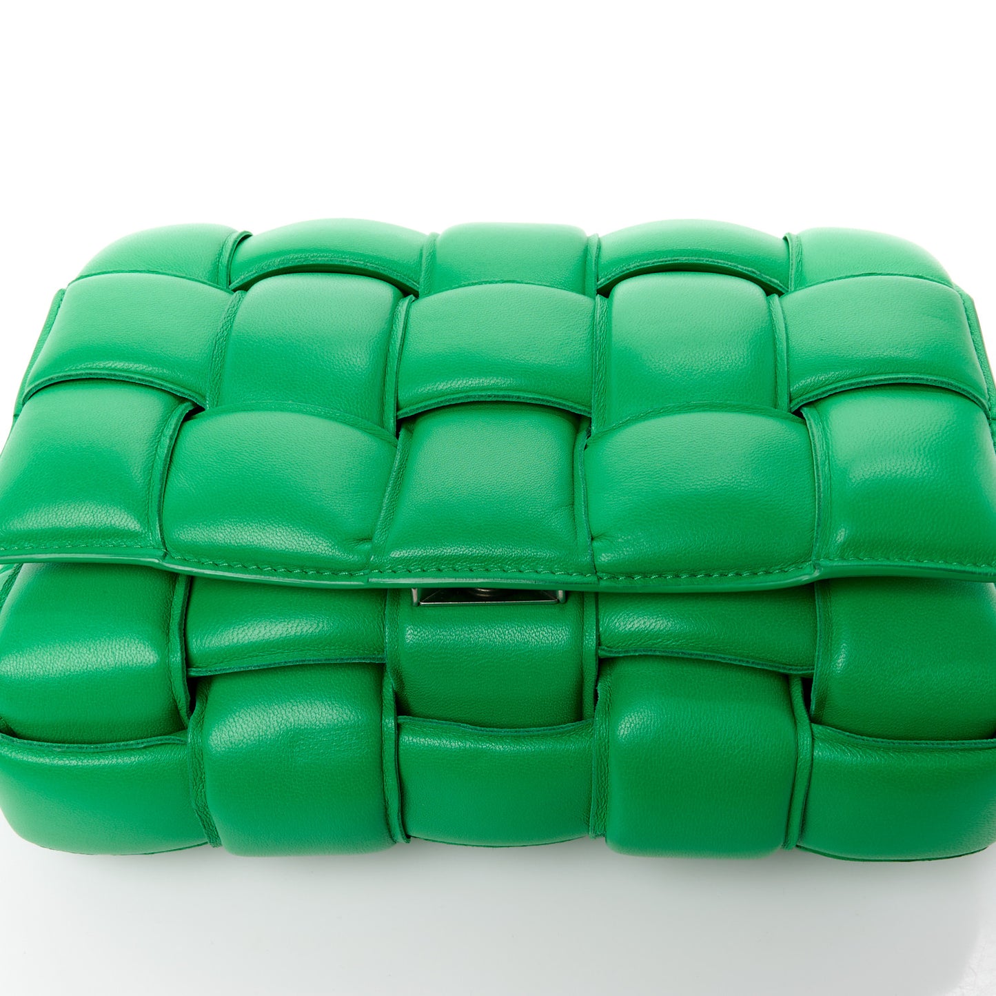 Nappa Maxi Intreccio Padded Cassette Crossbody Bag Parakeet